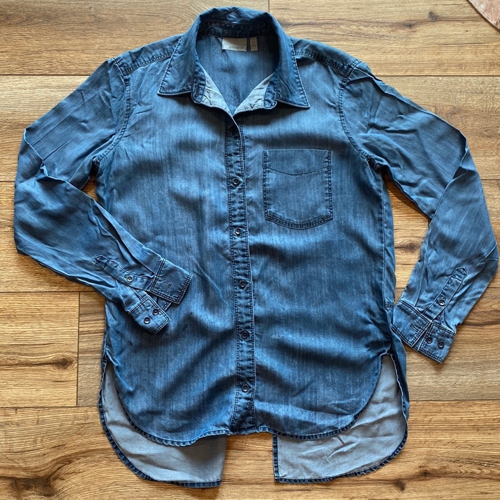 Athleta Bootjack Chambray Split Back Button Shirt - image 1